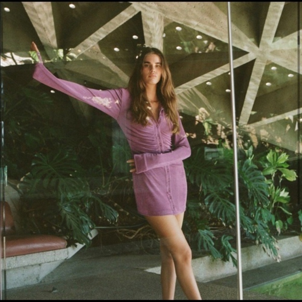 With Jéan Andy Button Up Dress Magenta
